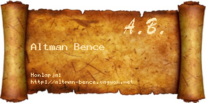 Altman Bence névjegykártya