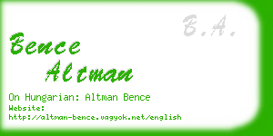 bence altman business card